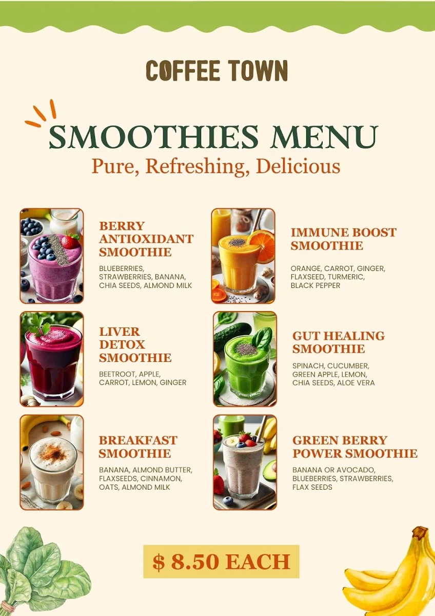 Menu, Coffee Town