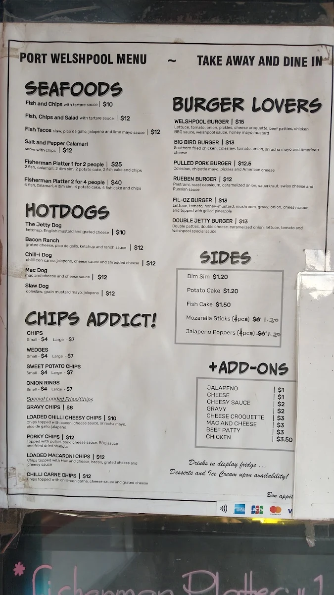 Menu, Port Welshpool General Store