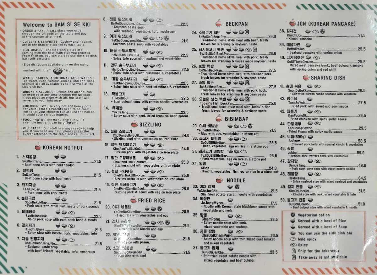 Menu, SamSi SeKki