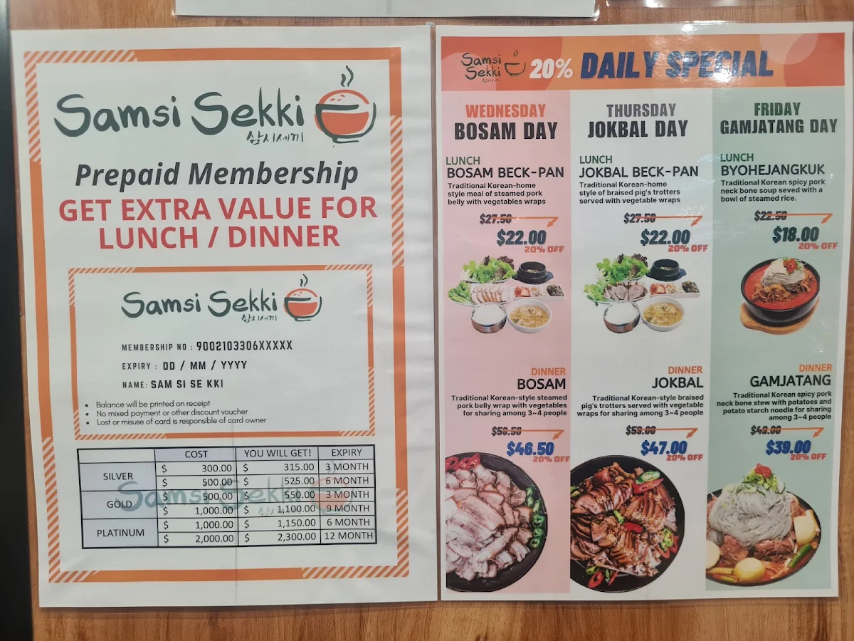 Menu, SamSi SeKki