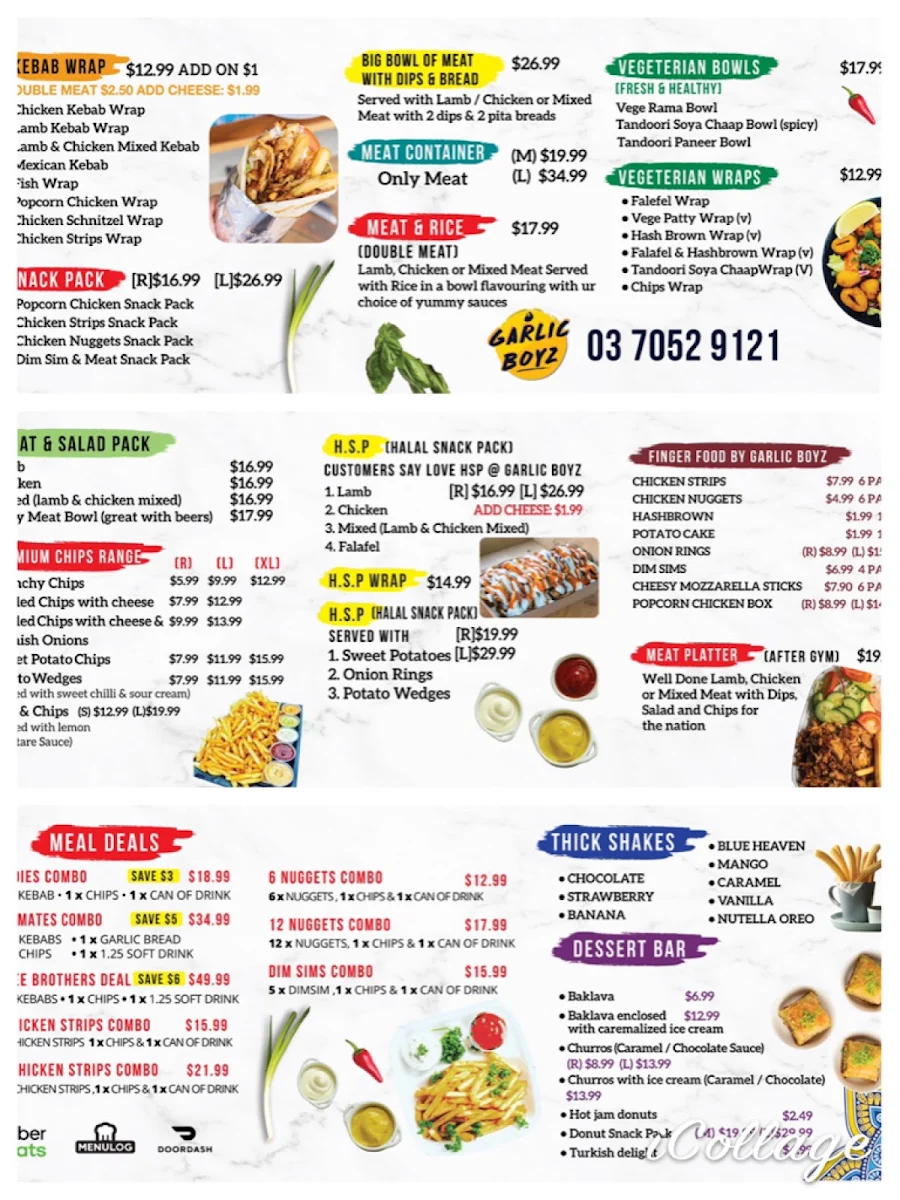 Menu, Garlicboyz (Ashwood)