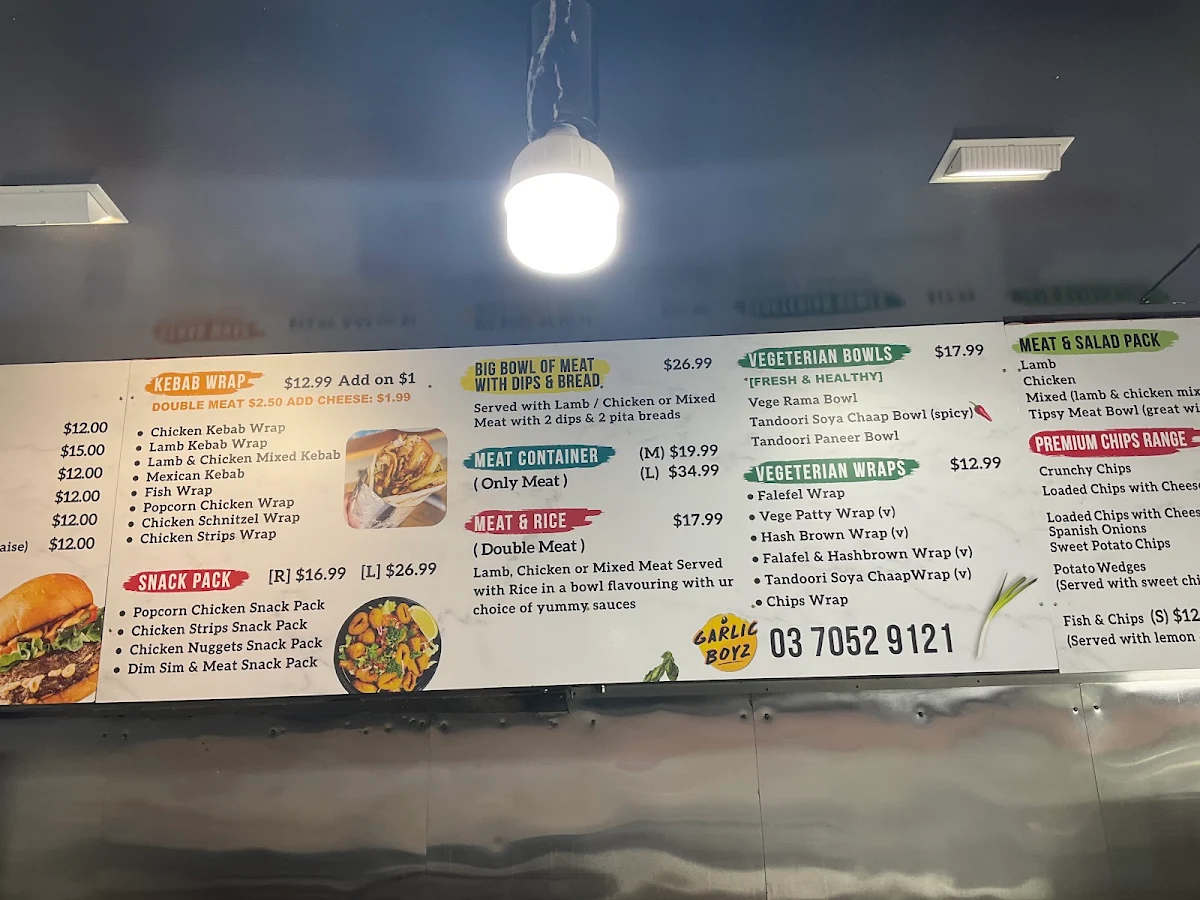 Menu, Garlicboyz (Ashwood)