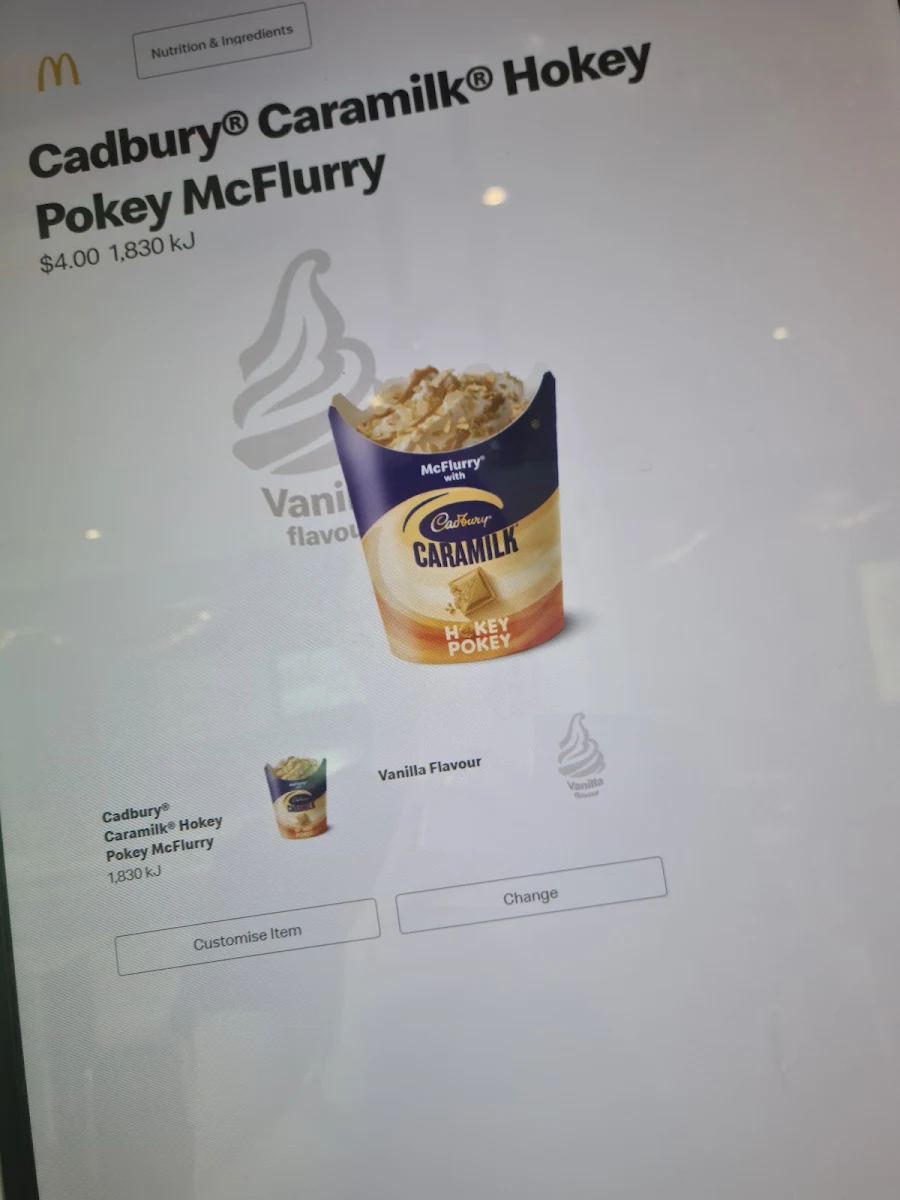 Menu, McDonald's Orange North