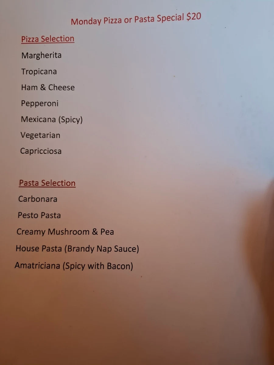Menu, The District Bar & Restaurant