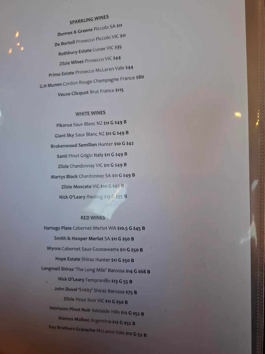 Menu, The District Bar & Restaurant