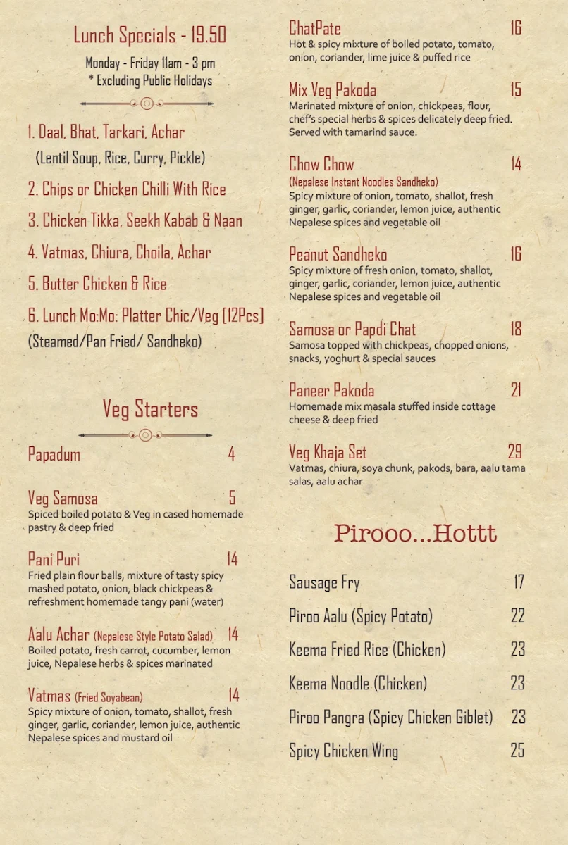 Menu, Chulho Town Hall