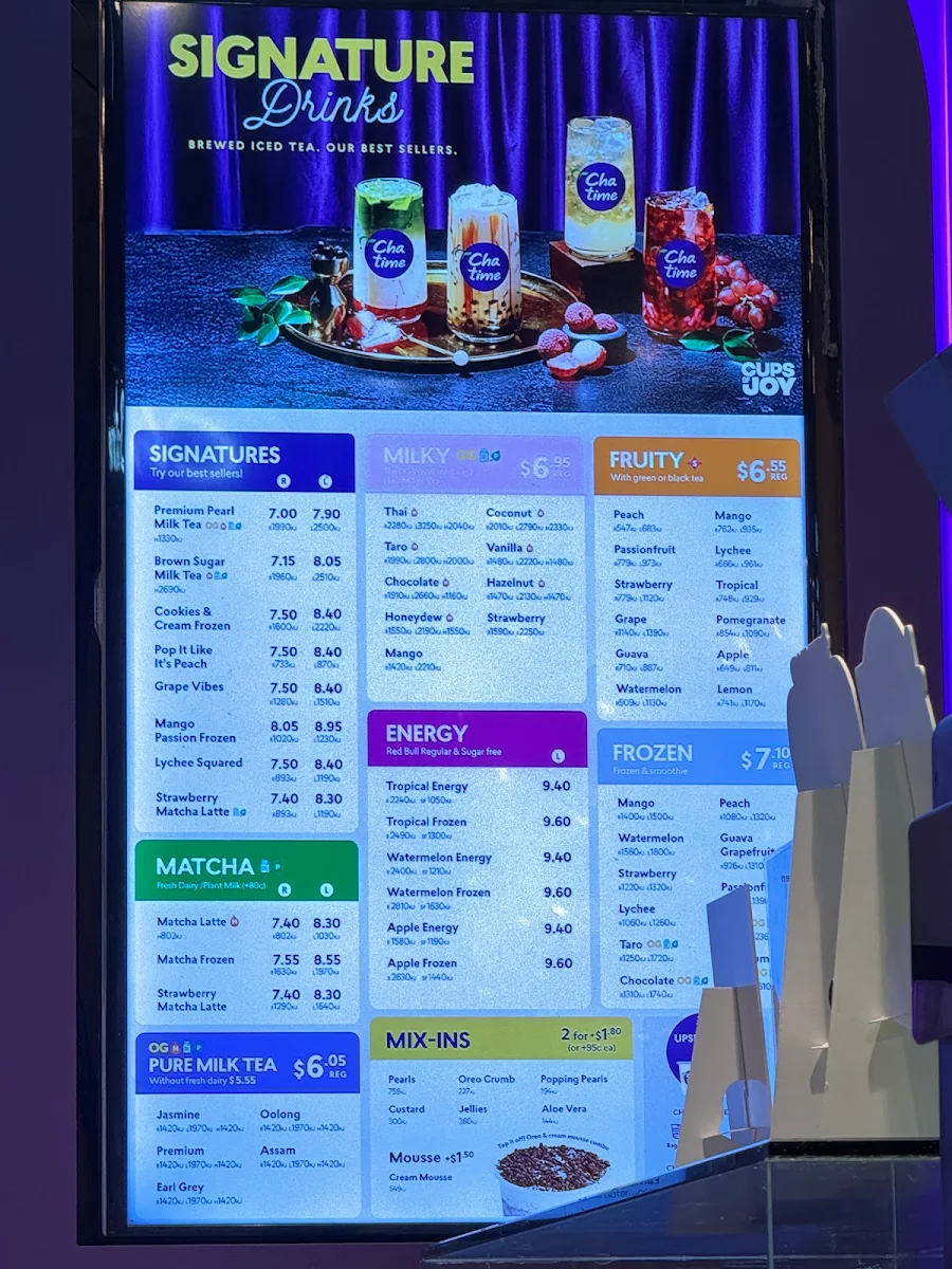Menu, Chatime Bankstown