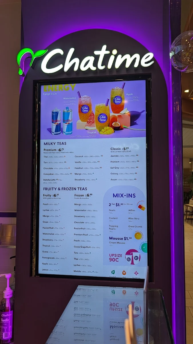 Menu, Chatime Bankstown