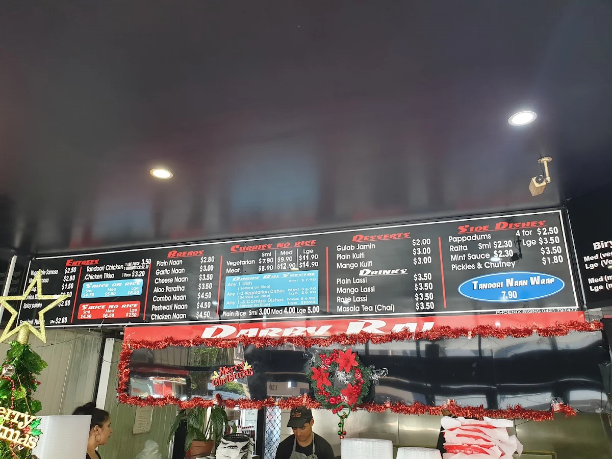 Menu, Raj's Corner Newcastle