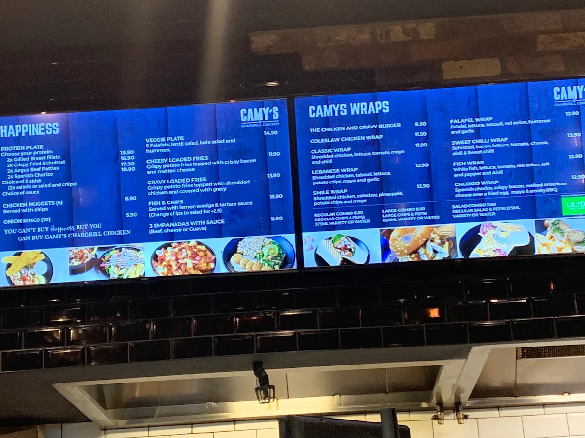 Menu, Camy's Chargrill Chicken Mascot
