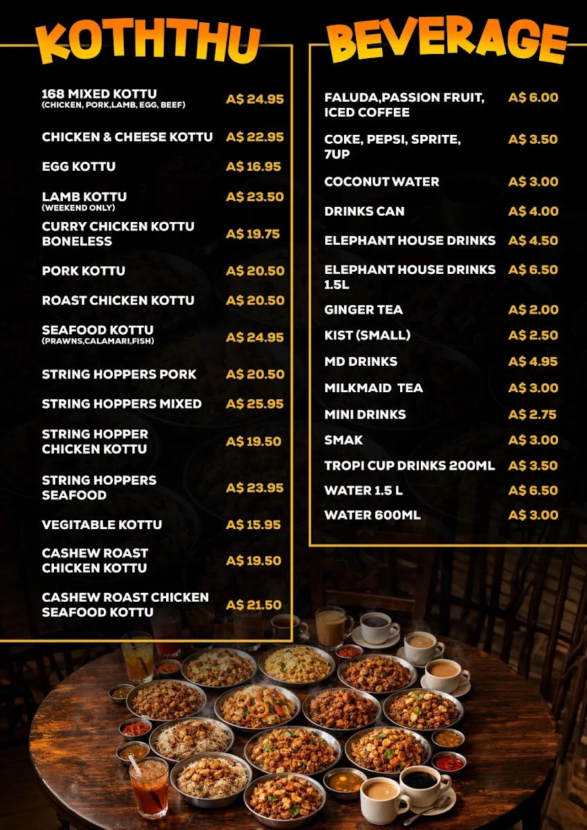 Menu, 168 Green Cabin