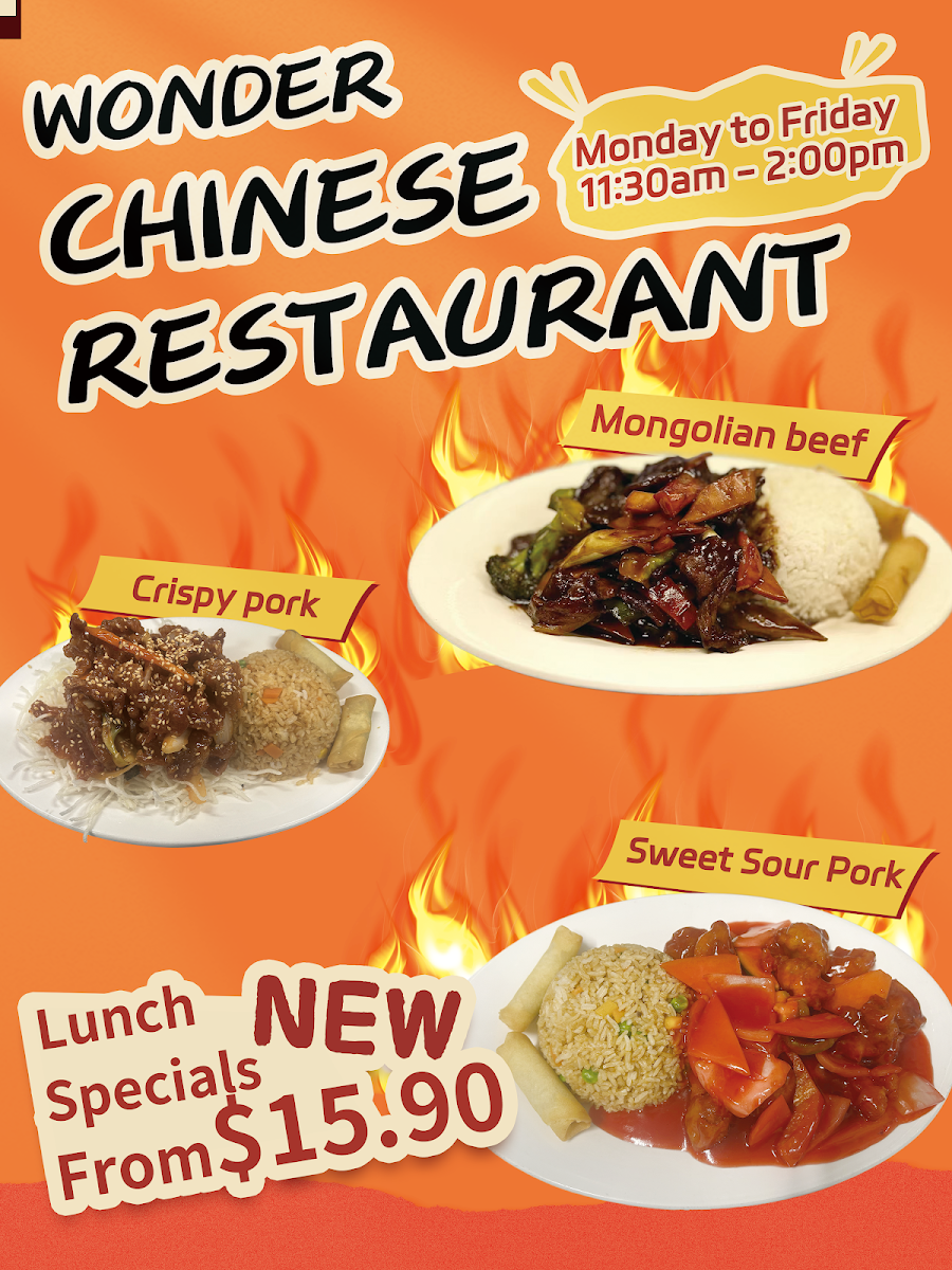Menu, Wonder Chinese Restaurant