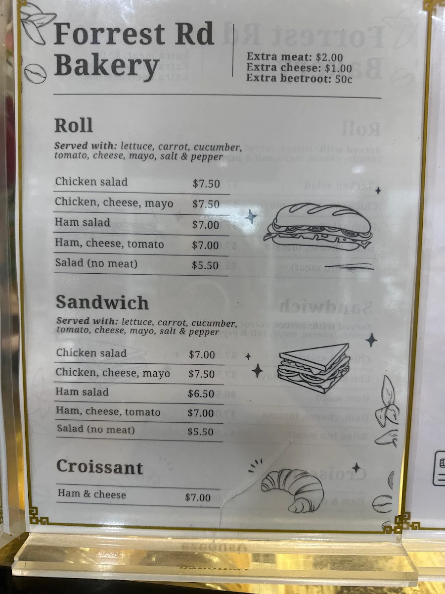 Menu, Forrest Rd. Bakery & Cafe
