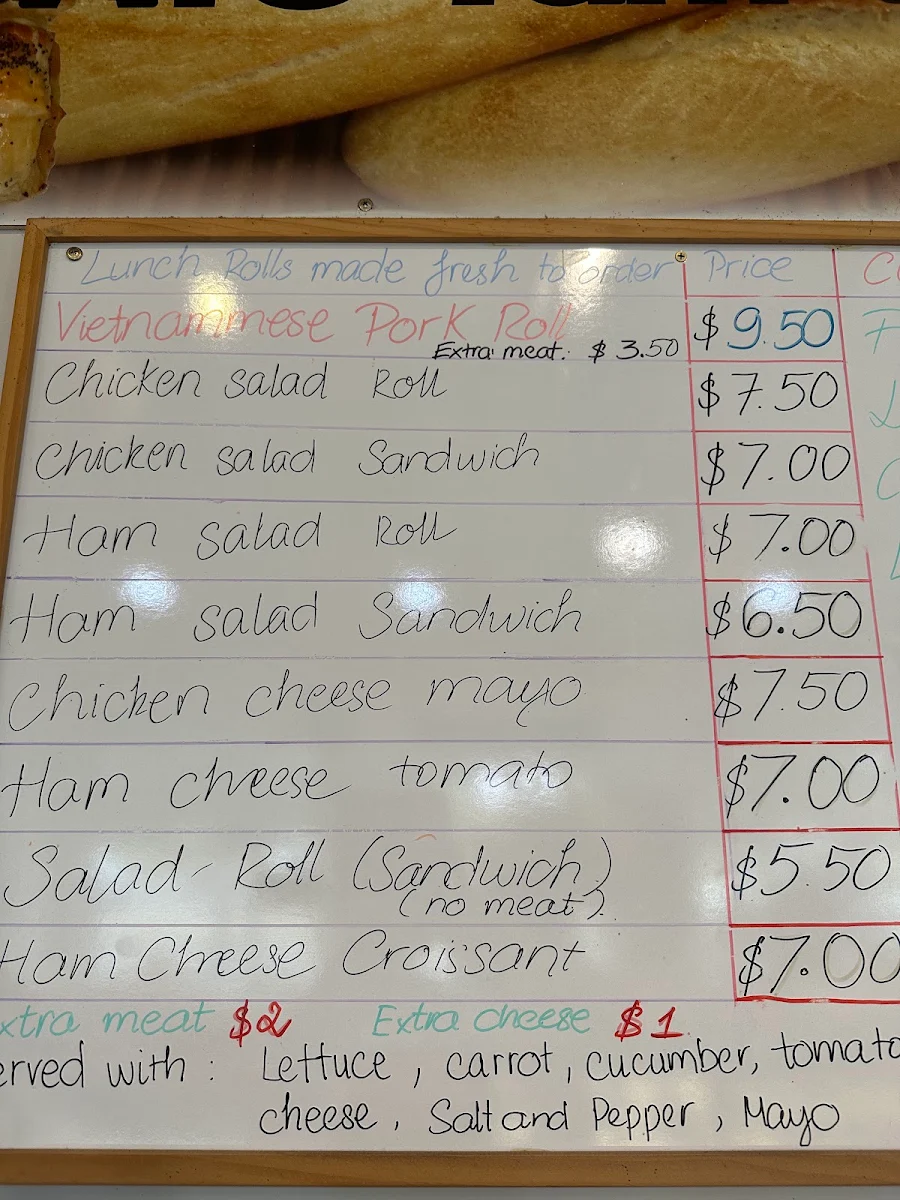 Menu, Forrest Rd. Bakery & Cafe