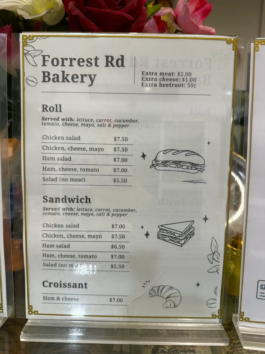 Menu, Forrest Rd. Bakery & Cafe