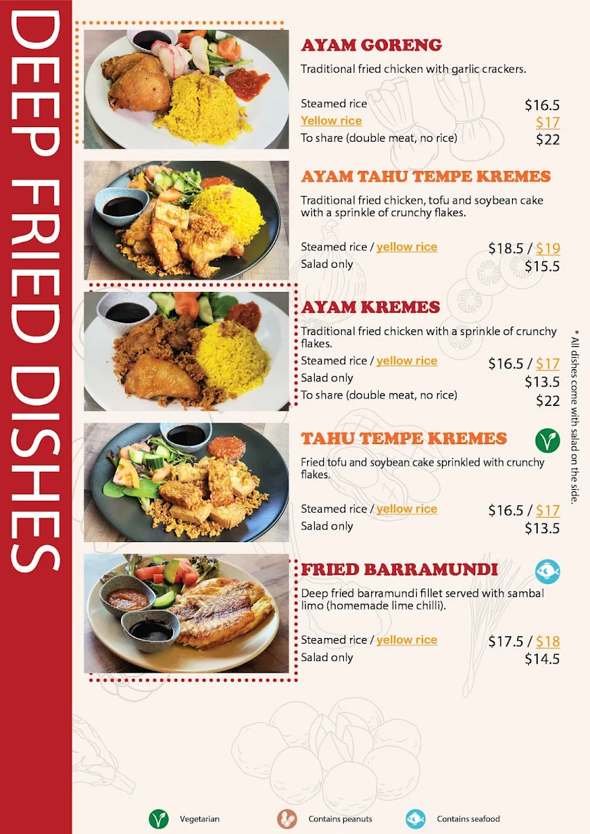 Menu, Kedai Satay in King St