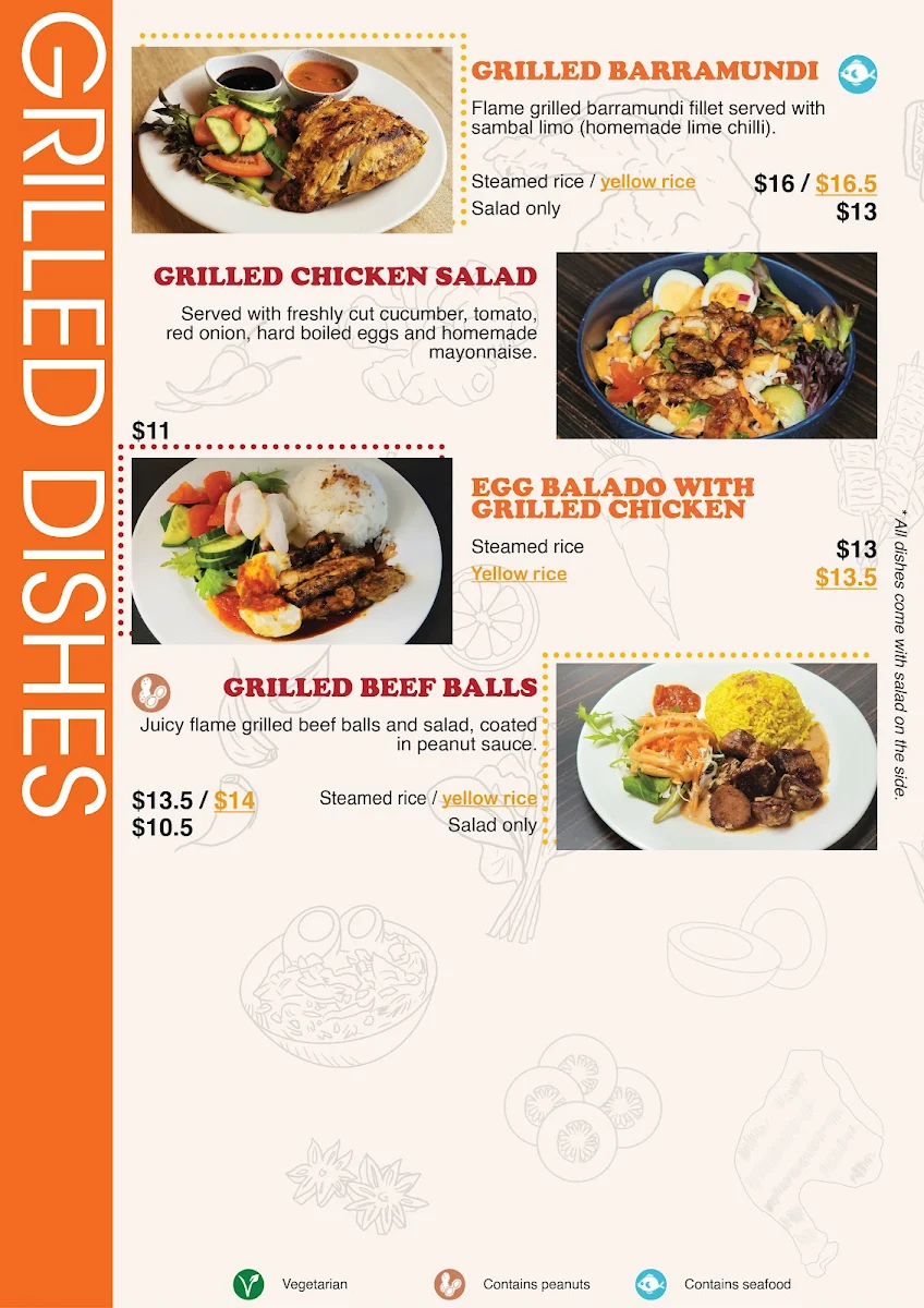 Menu, Kedai Satay in King St