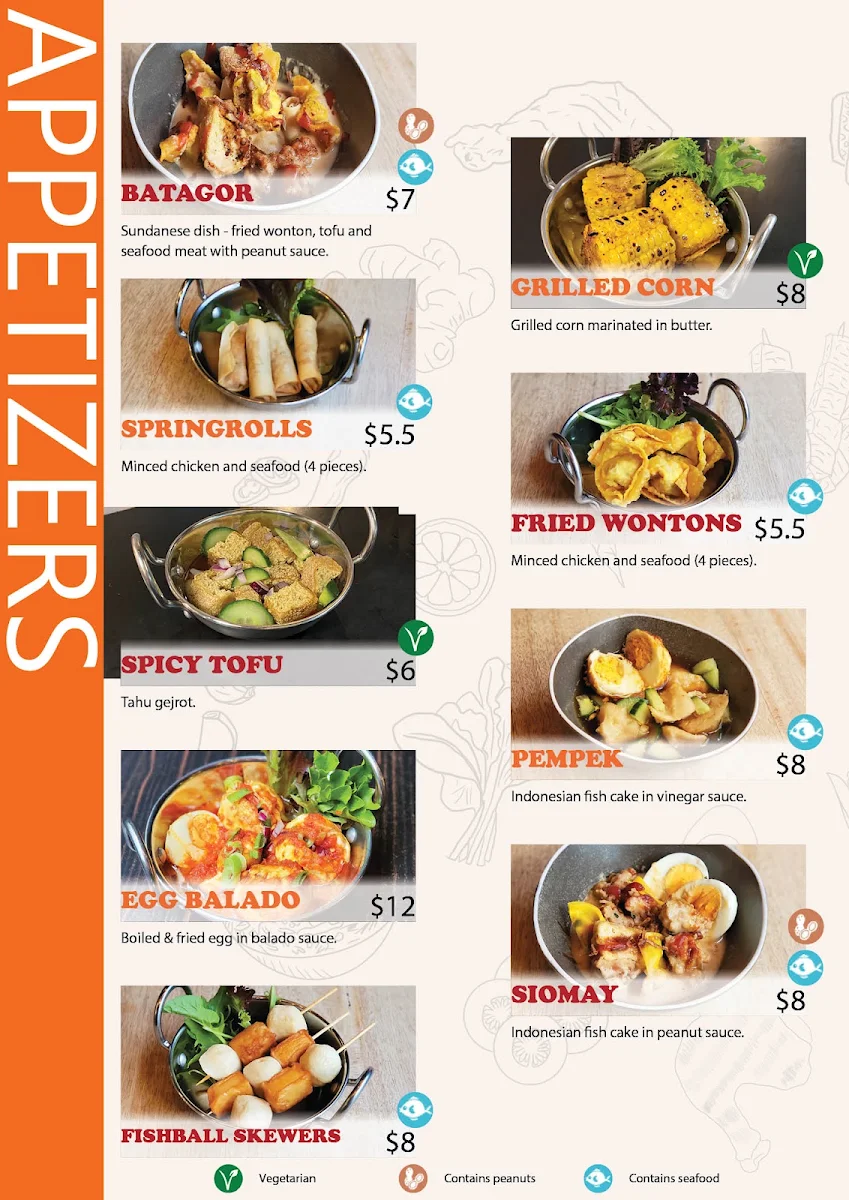 Menu, Kedai Satay in King St