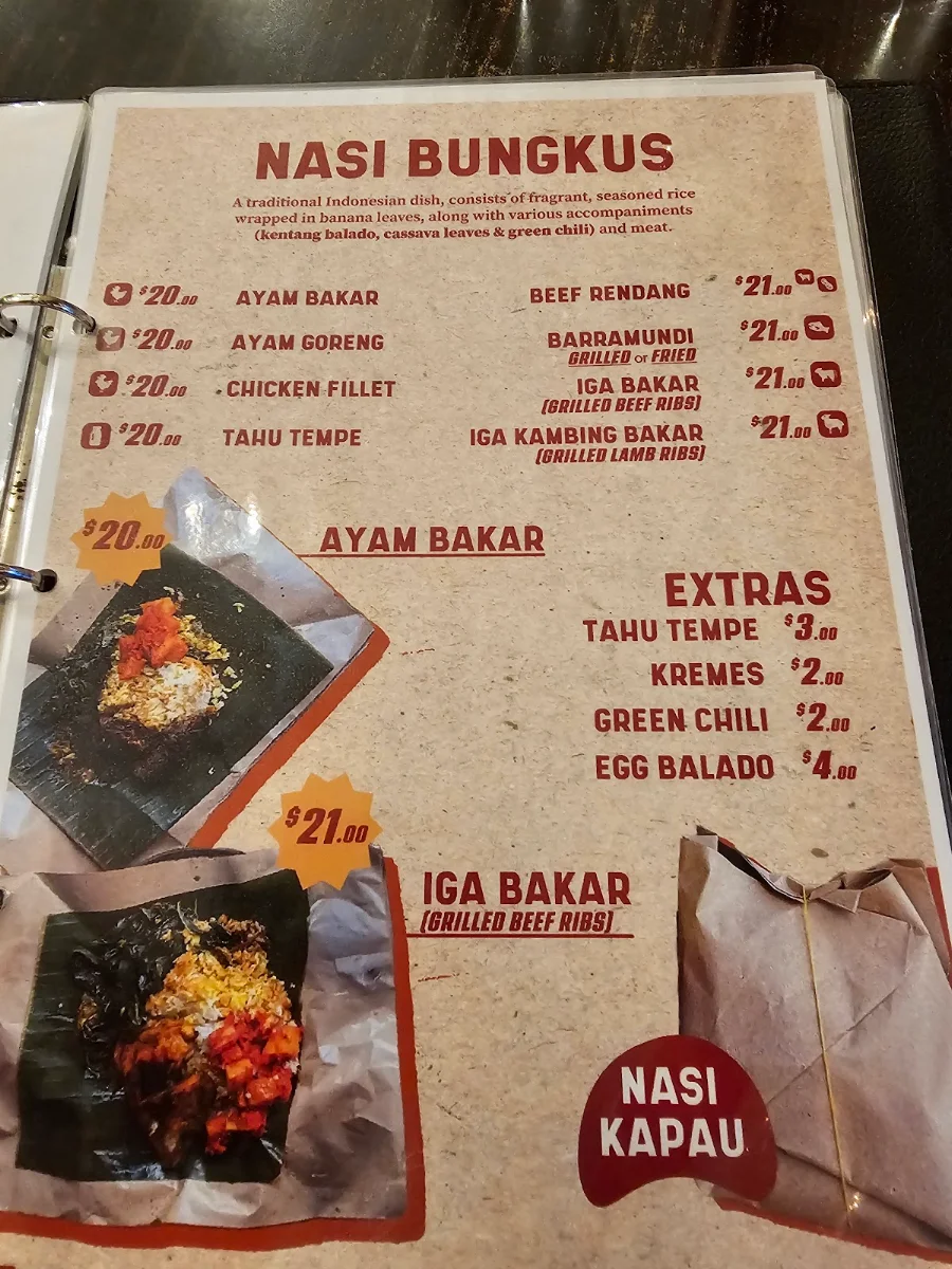 Menu, Kedai Satay in King St