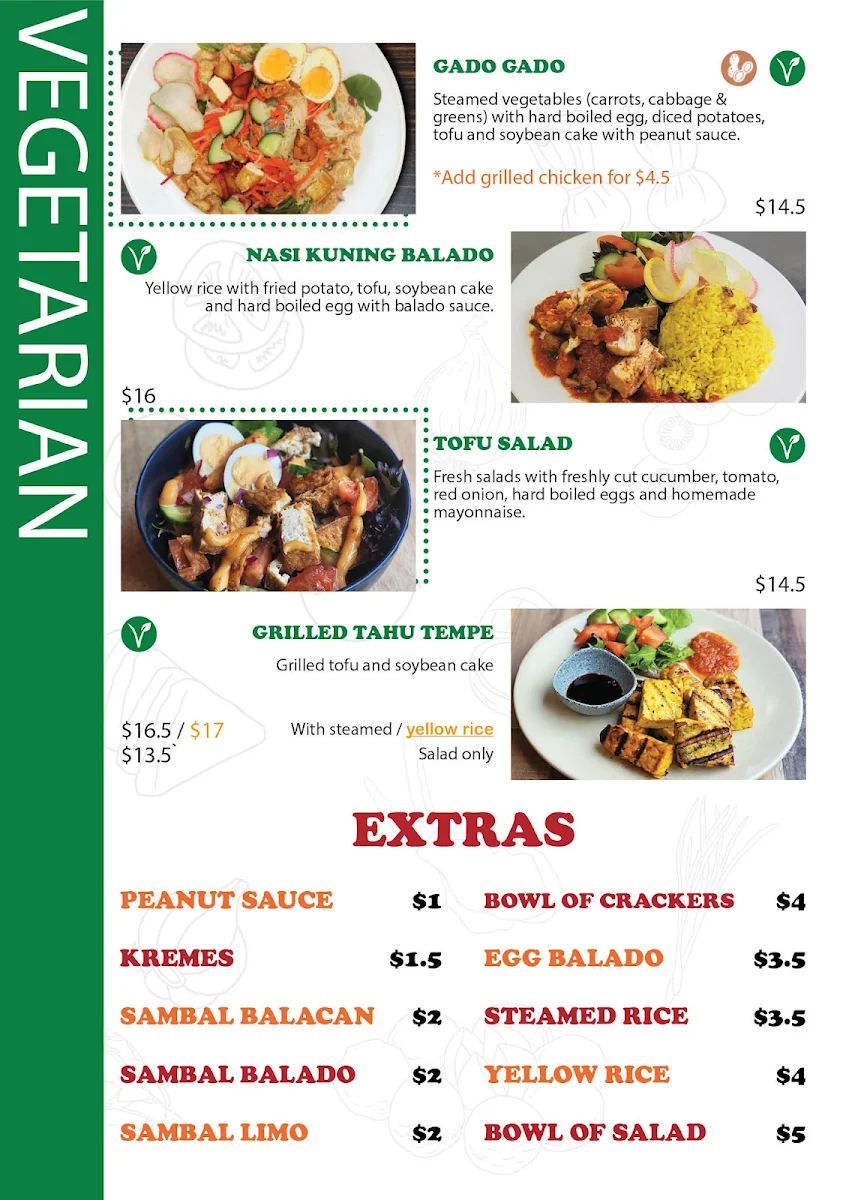 Menu, Kedai Satay in King St