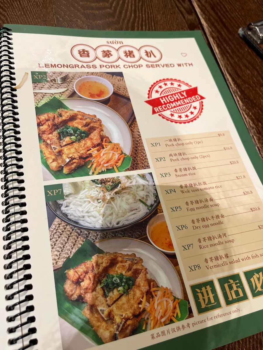 Menu, Pho Luck Eastwood