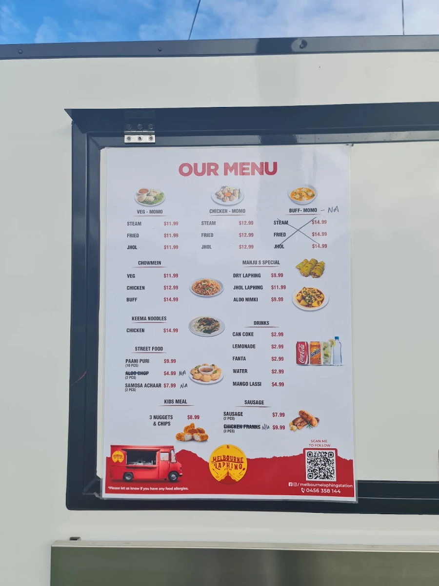 Menu, Melbourne Laphing Station Glenroy