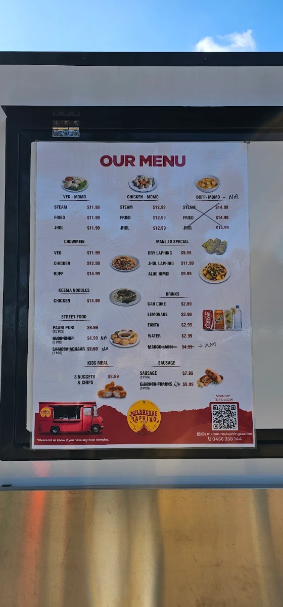 Menu, Melbourne Laphing Station Glenroy
