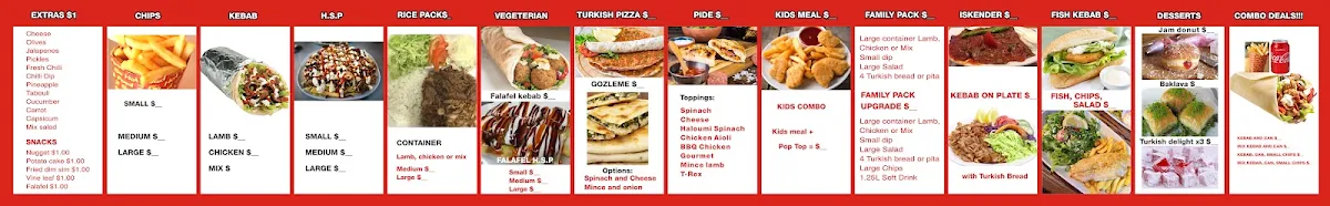Menu, CRANBOUNE KEBAB LOVERS
