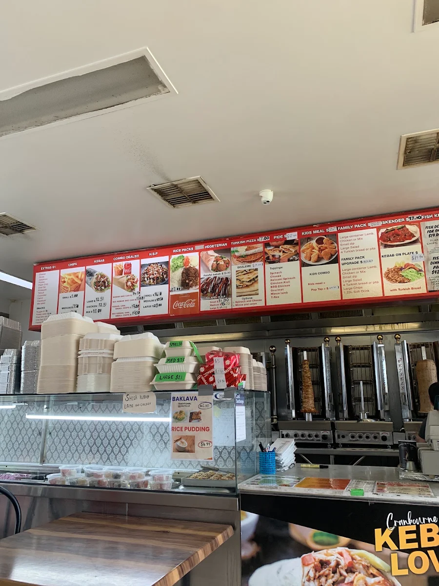 Menu, CRANBOUNE KEBAB LOVERS