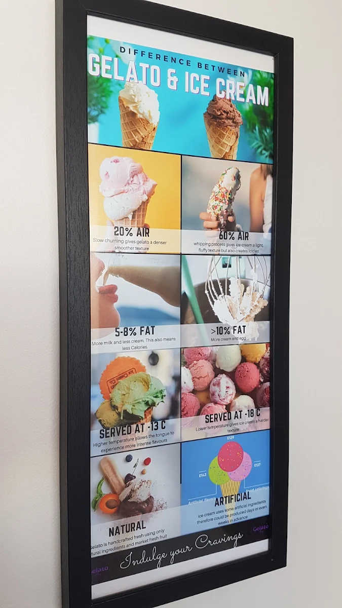 Menu, Gelato Joy Cafe