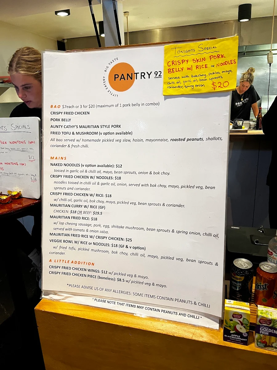 Menu, Pantry 92