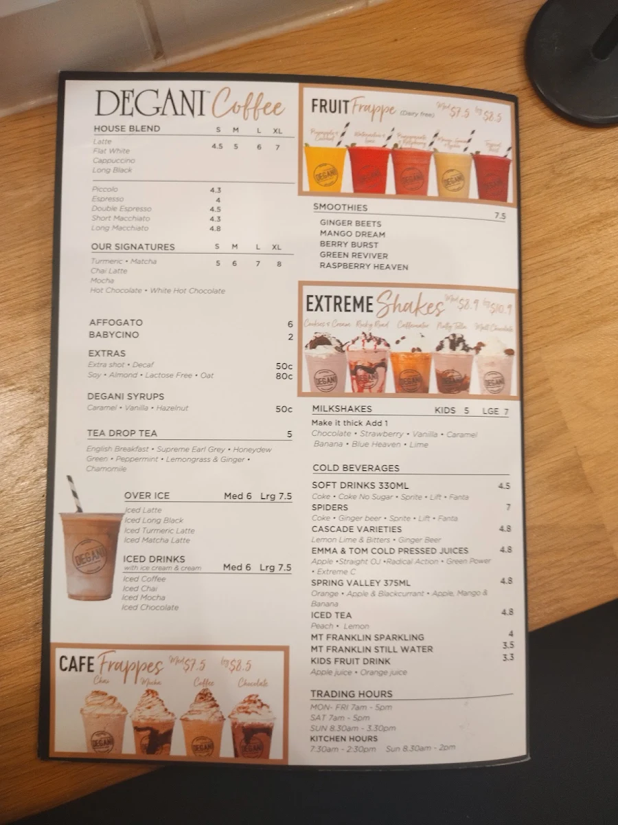 Menu, Degani St Helena