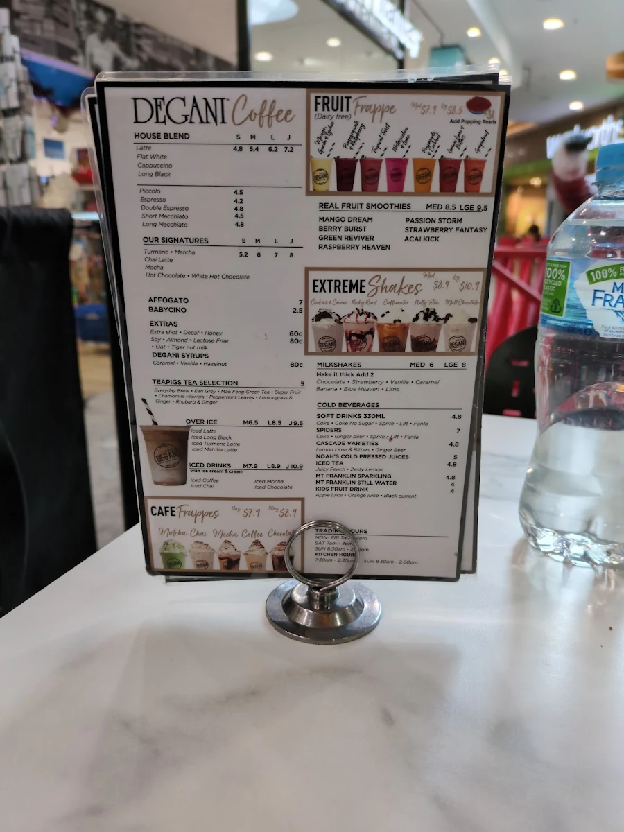 Menu, Degani St Helena