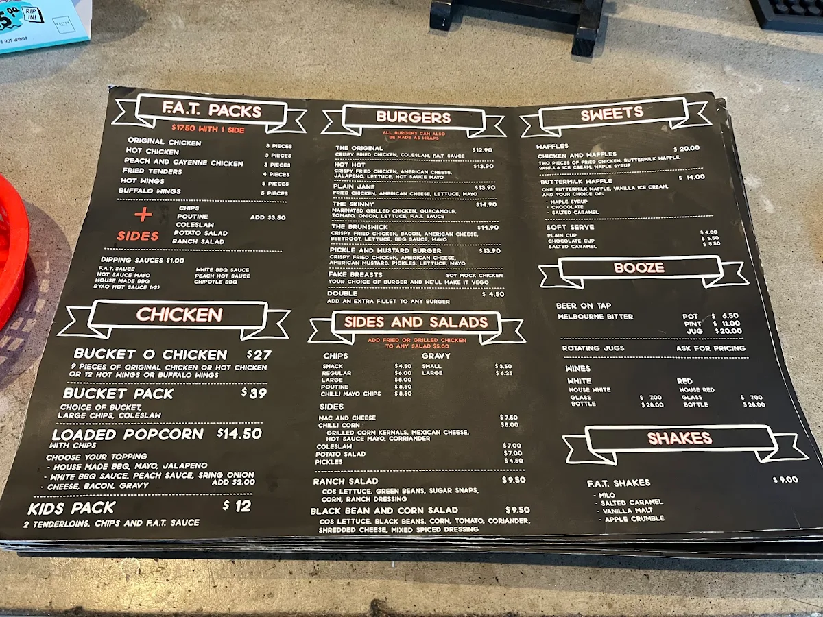 Menu, F.A.T. Fried and Tasty