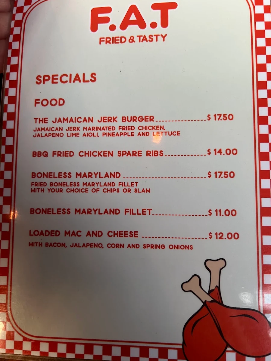 Menu, F.A.T. Fried and Tasty