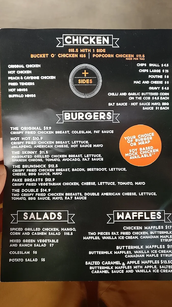 Menu, F.A.T. Fried and Tasty