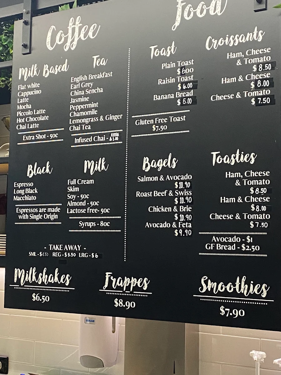 Menu, Songlines Cafe