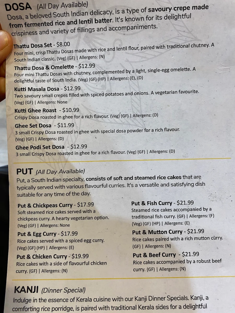 Menu, Sree Flavours Pendle Hill | Indian Restaurant