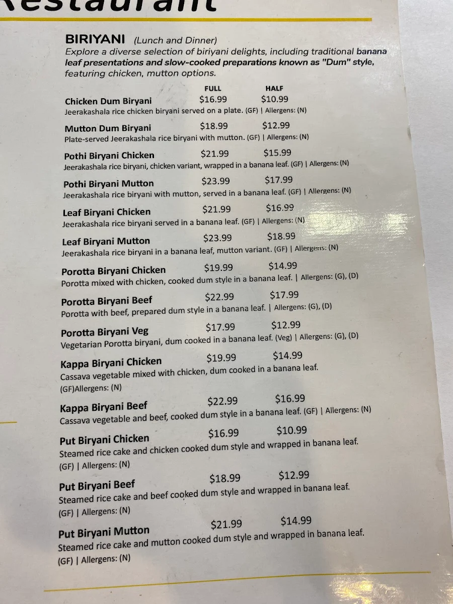 Menu, Sree Flavours Pendle Hill | Indian Restaurant