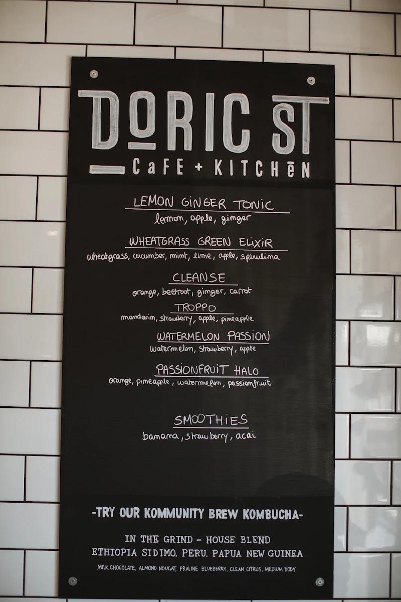 Menu, Doric St Cafe and Kitchen