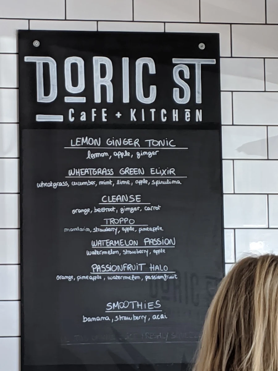 Menu, Doric St Cafe and Kitchen