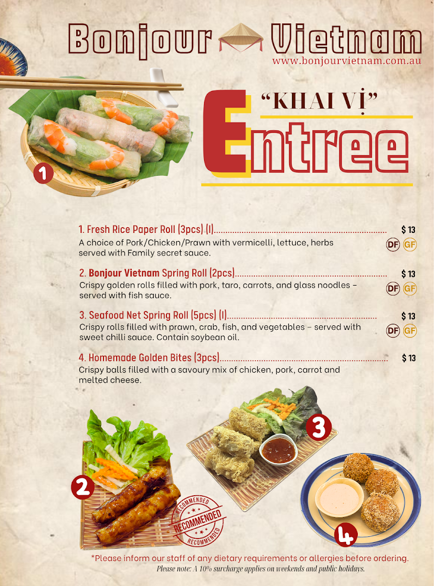 Menu, Bonjour Vietnam