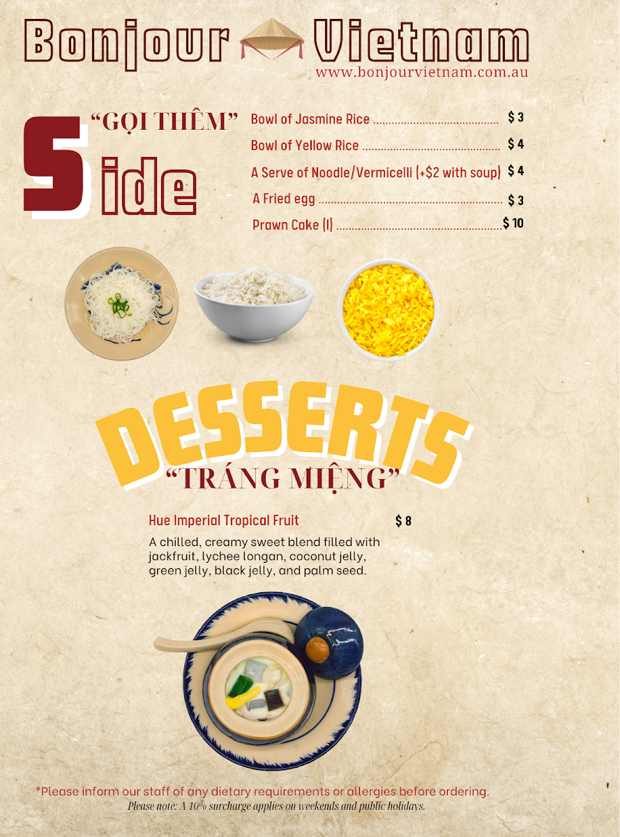 Menu, Bonjour Vietnam