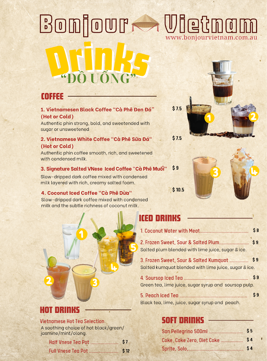 Menu, Bonjour Vietnam