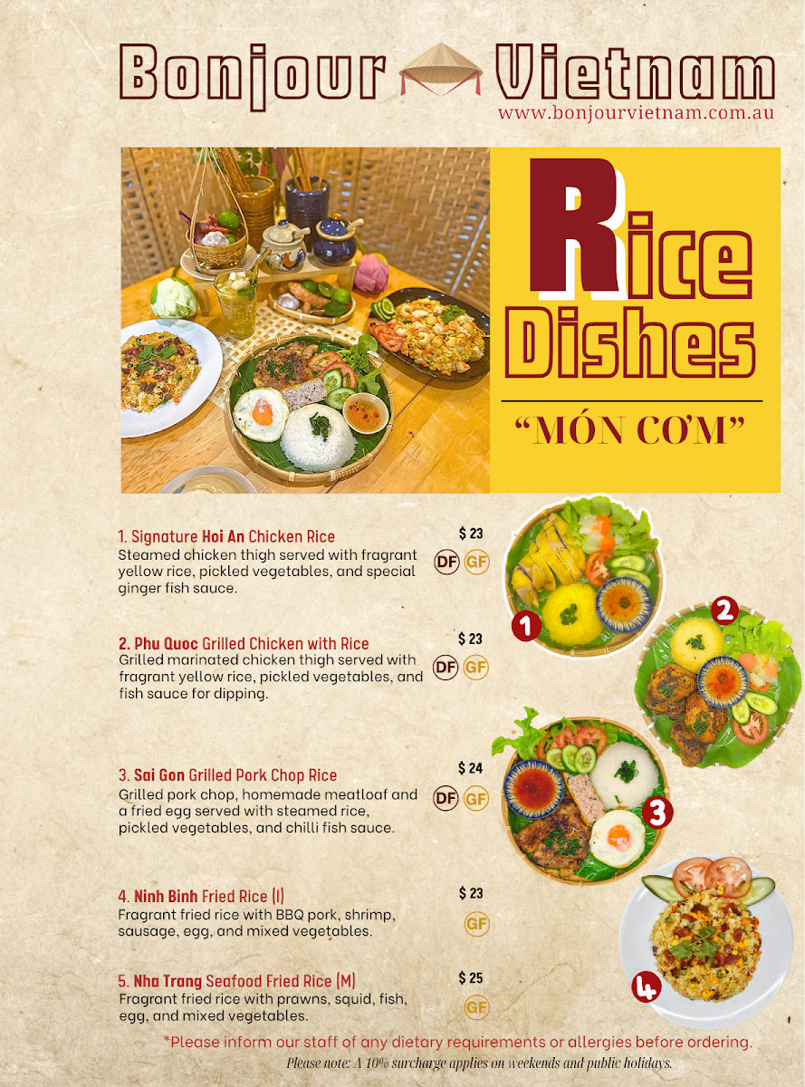 Menu, Bonjour Vietnam