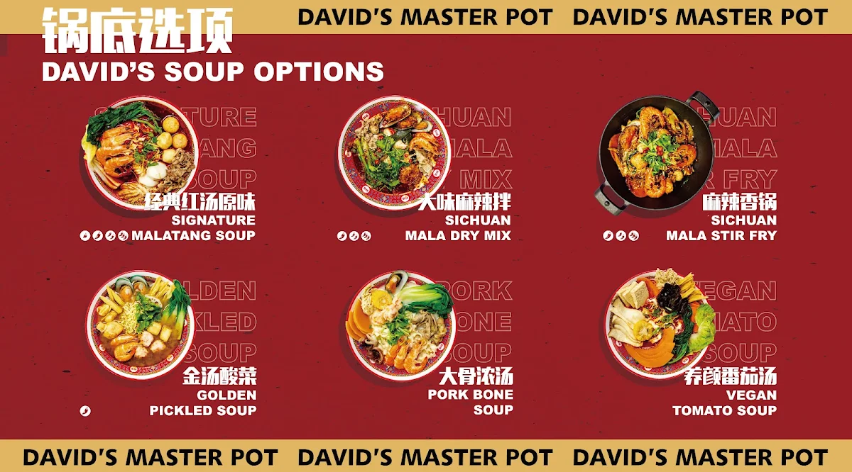Menu, David's Master Pot Victoria Park
