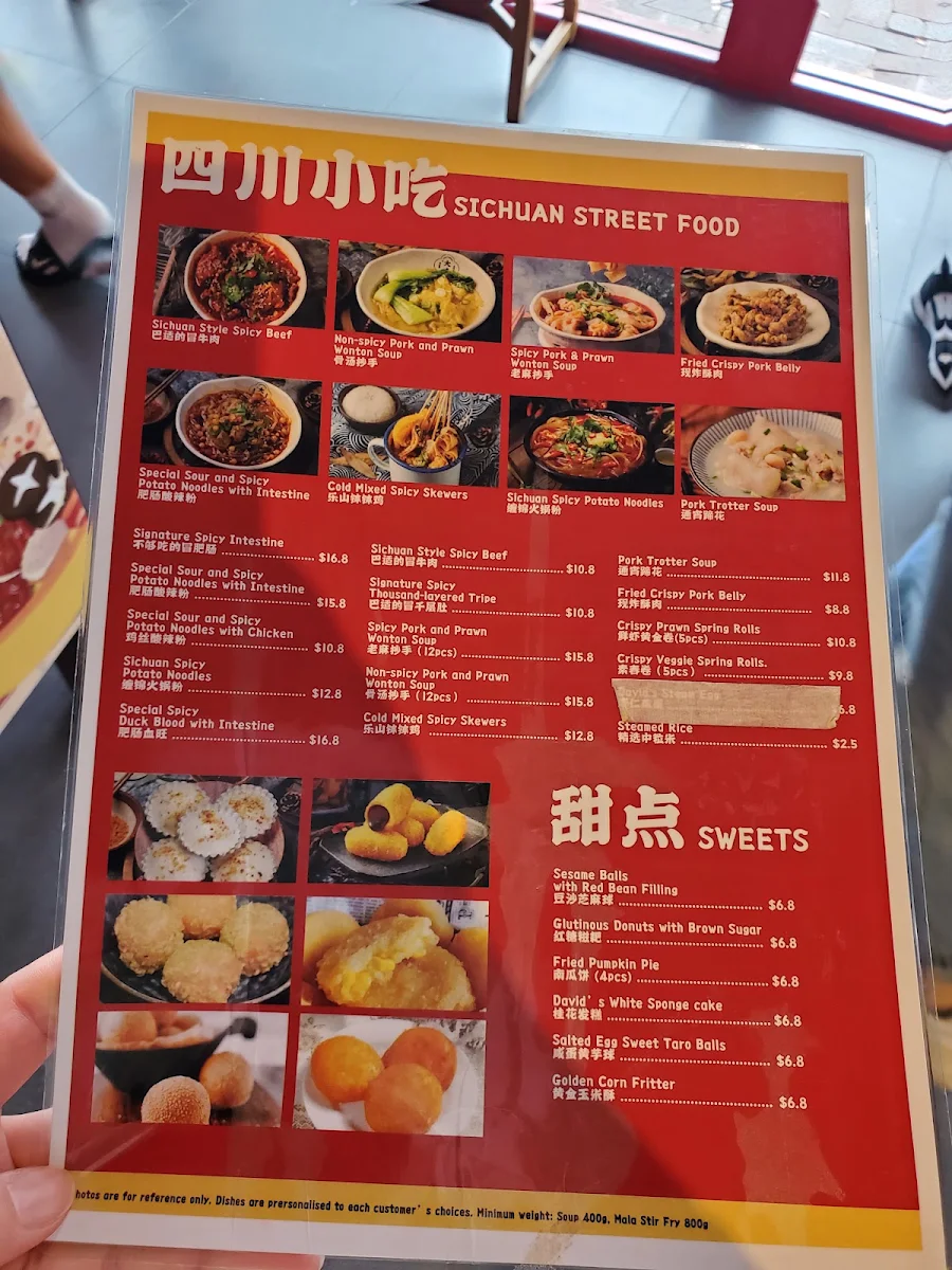 Menu, David's Master Pot Victoria Park