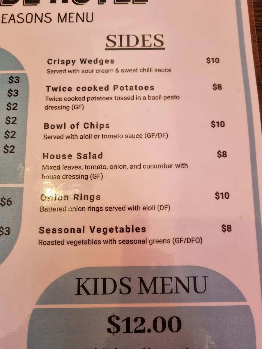 Menu, The Glynde Hotel