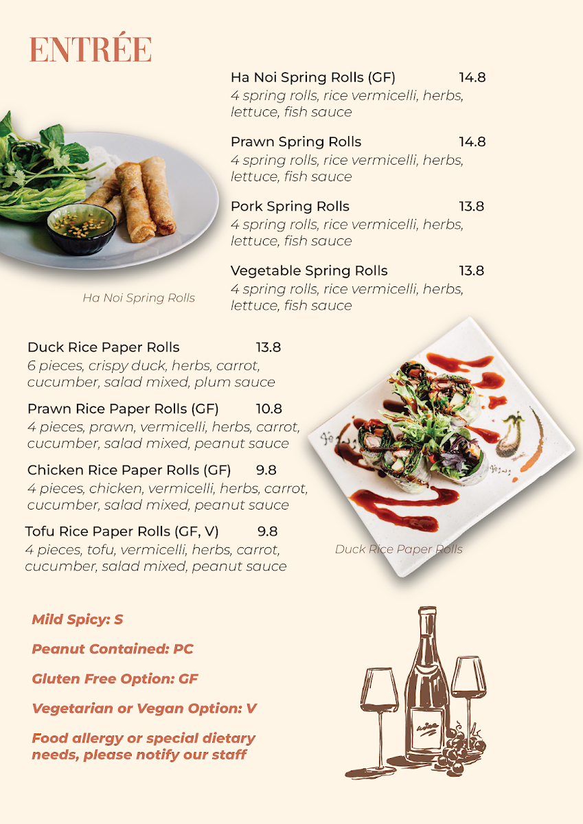 Menu, Anh Anh Vietnamese