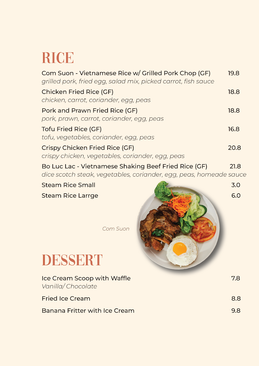 Menu, Anh Anh Vietnamese